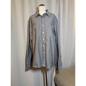 Taylor Stitch Heather Gray Shirt Button Up Shirt Long Sleeve Collar Size 44 XL